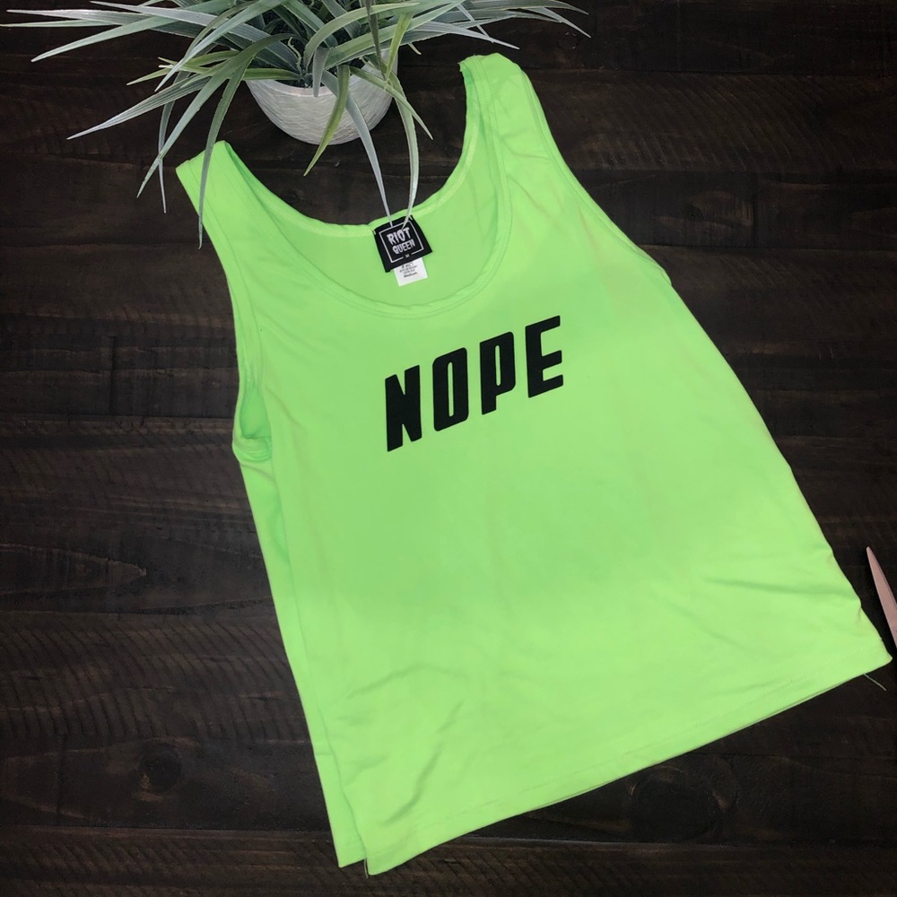 Neon green NOPE tank top